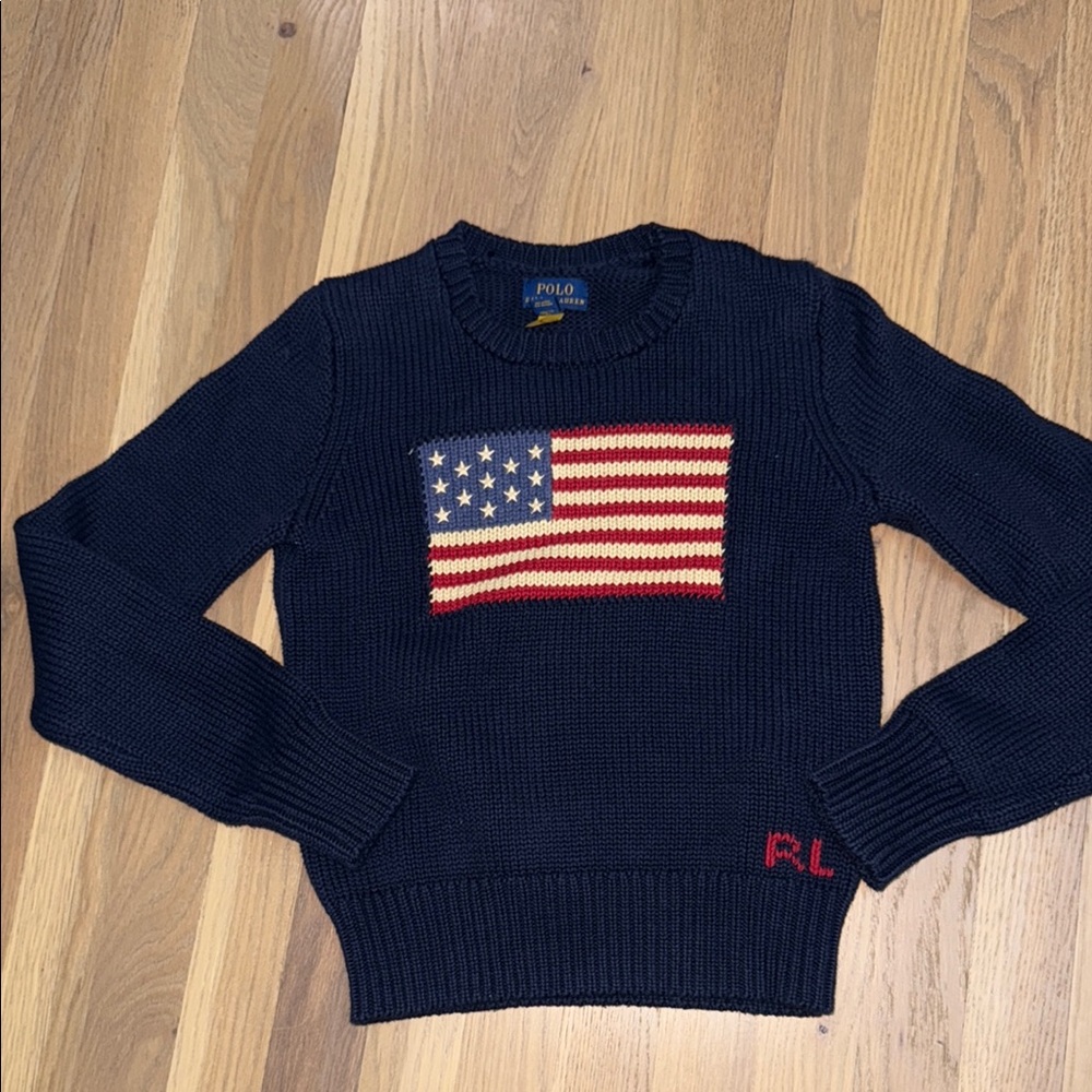 Ralph Lauren Hunter Navy Iconic Flag Sweater 10/12